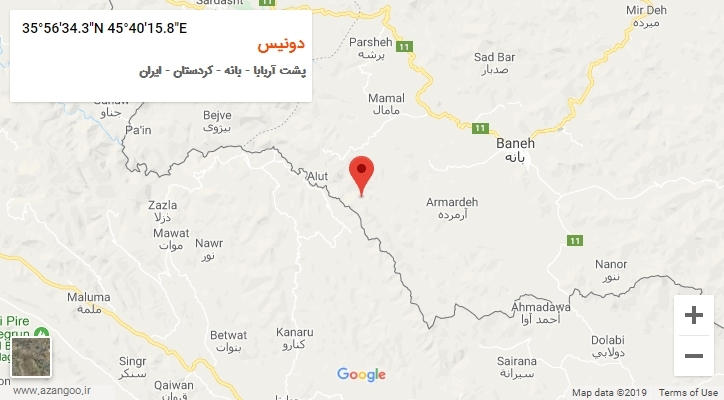 روستای دونیس بر روی نقشه