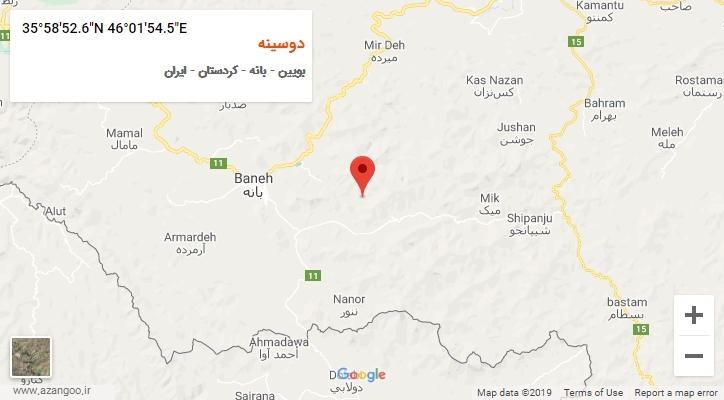 روستای دوسینه بر روی نقشه