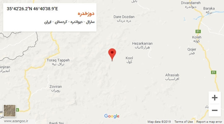 روستای دوزخدره بر روی نقشه