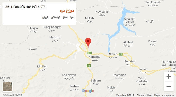 روستای دوزخ دره بر روی نقشه