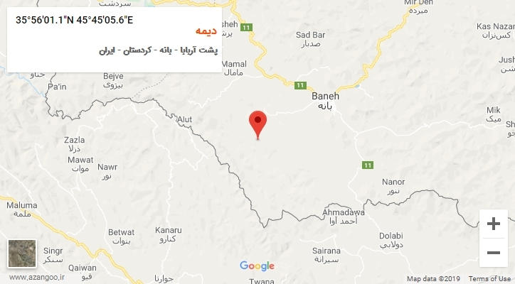 روستای دیمه بر روی نقشه