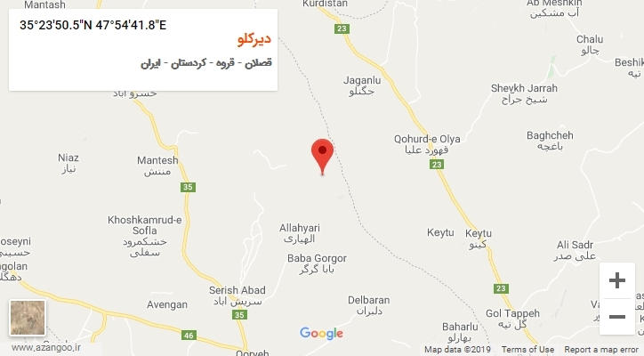 روستای دیرکلو بر روی نقشه