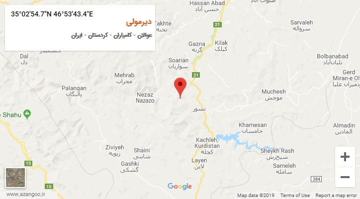 روستای دیرمولی بر روی نقشه