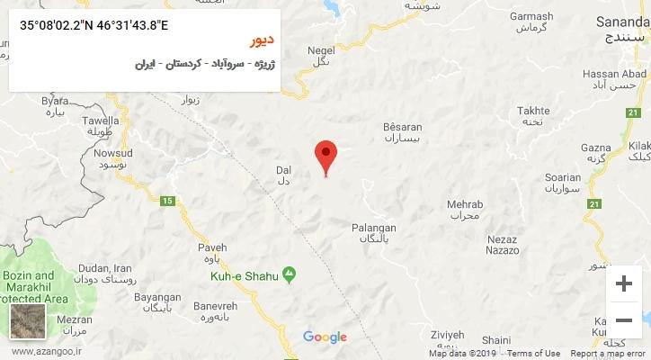 روستای دیور بر روی نقشه
