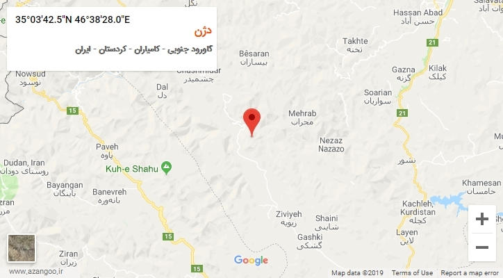 روستای دژن بر روی نقشه