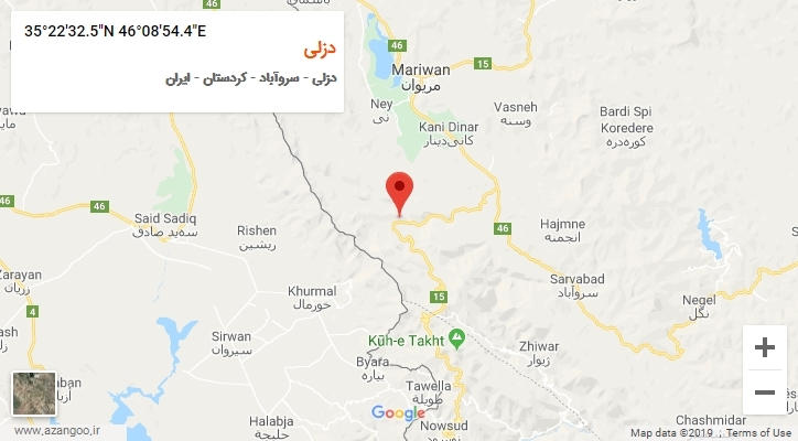 روستای دزلی بر روی نقشه