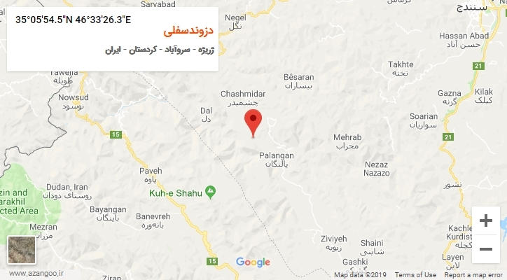 روستای دزوندسفلی بر روی نقشه