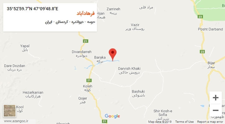 روستای فرهادآباد بر روی نقشه
