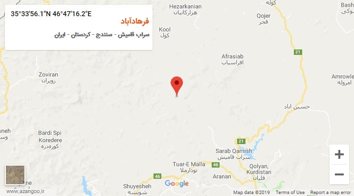 روستای فرهادآباد بر روی نقشه