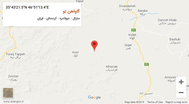 روستای گاواهن تو بر روی نقشه