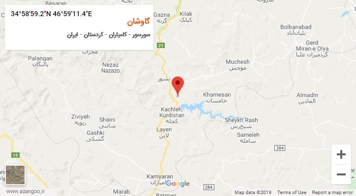 روستای گاوشان بر روی نقشه
