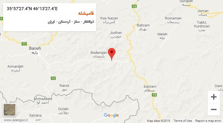 روستای قامیشله بر روی نقشه