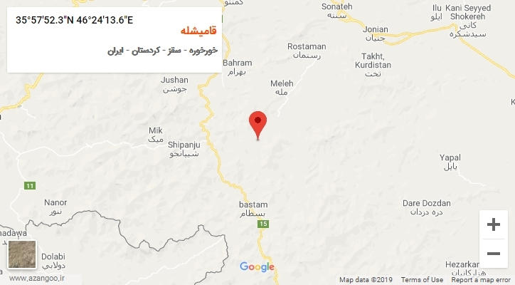 روستای قامیشله بر روی نقشه