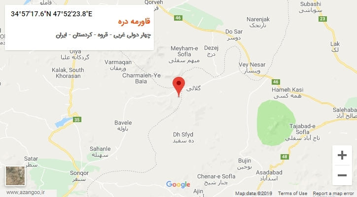 روستای قاورمه دره بر روی نقشه