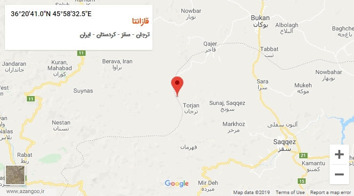 روستای قازانتا بر روی نقشه