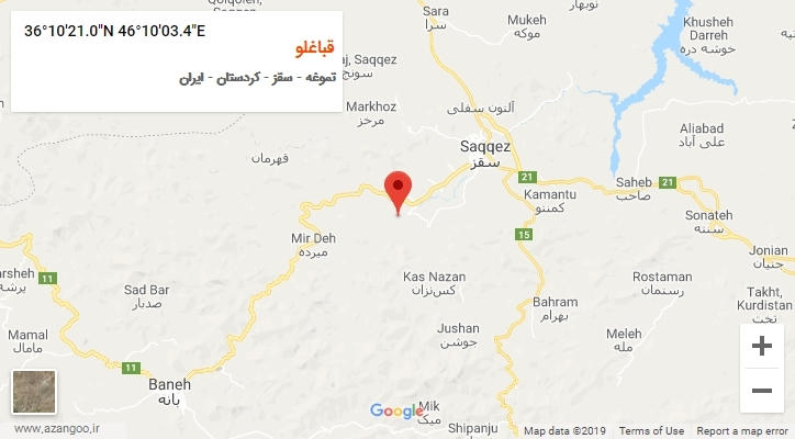 روستای قباغلو بر روی نقشه