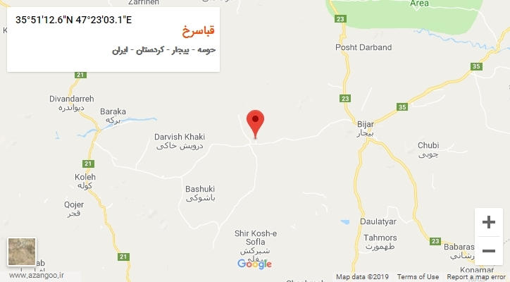 روستای قباسرخ بر روی نقشه