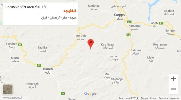 روستای قبغلوچه بر روی نقشه