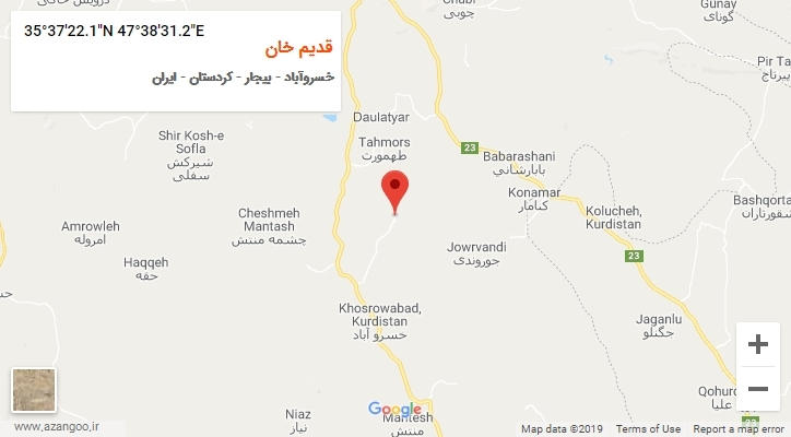 روستای قدیم خان بر روی نقشه