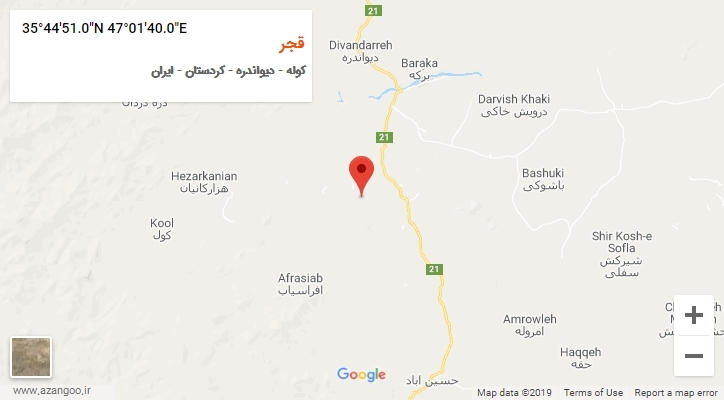 روستای قجر بر روی نقشه