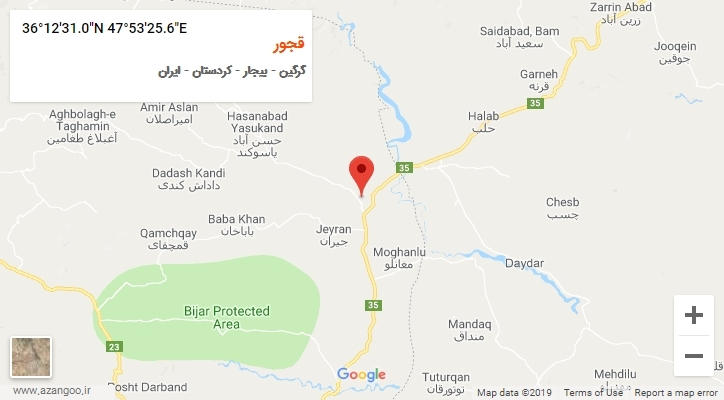 روستای قجور بر روی نقشه