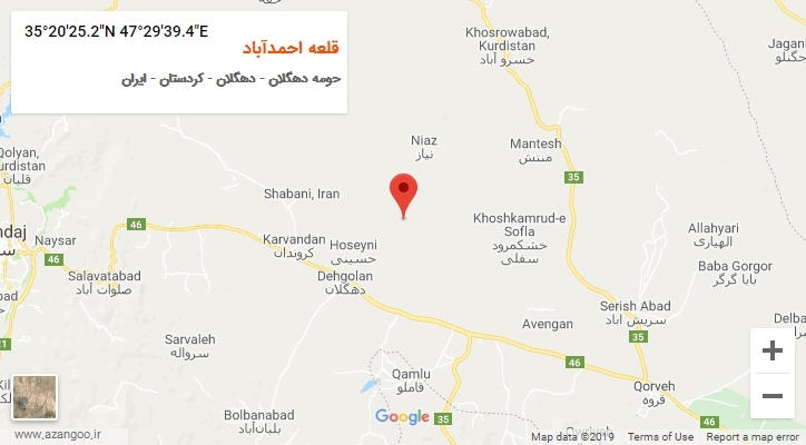 روستای قلعه احمدآباد بر روی نقشه