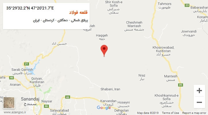 روستای قلعه فولاد بر روی نقشه