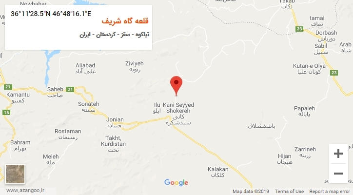 روستای قلعه گاه شریف بر روی نقشه