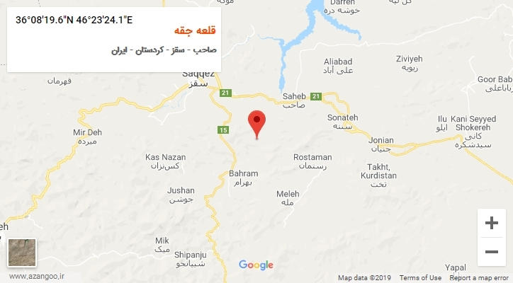 روستای قلعه جقه بر روی نقشه