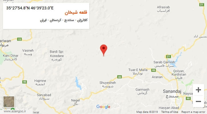 روستای قلعه شیخان بر روی نقشه