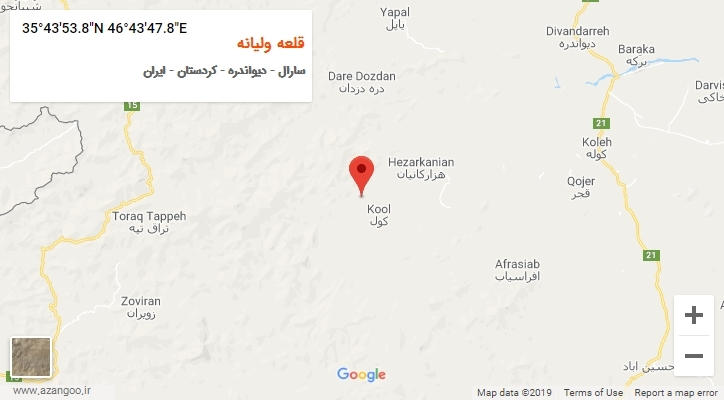 روستای قلعه ولیانه بر روی نقشه