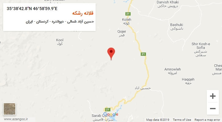 روستای قلاته رشکه بر روی نقشه