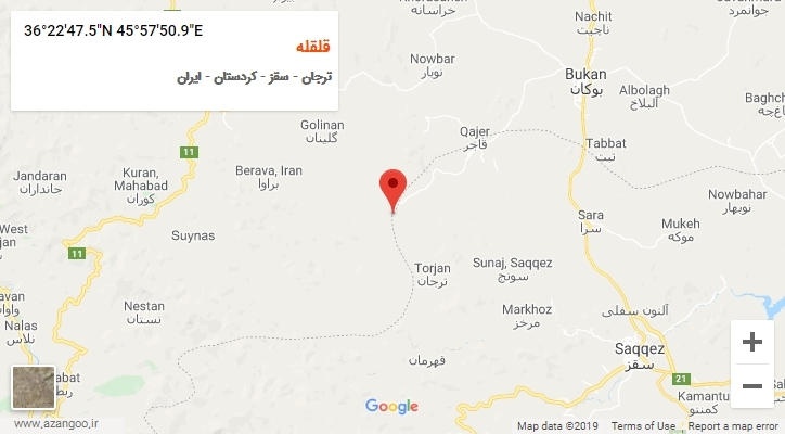 روستای قلقله بر روی نقشه