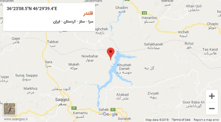 روستای قلندر بر روی نقشه