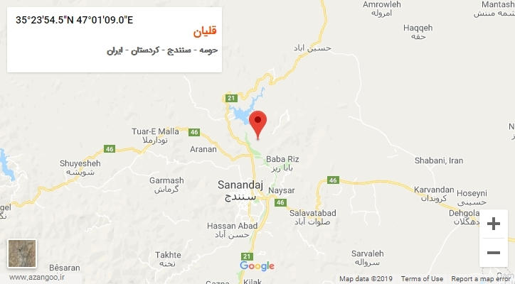روستای قلیان بر روی نقشه
