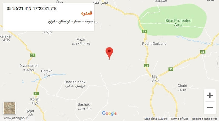 روستای قمدره بر روی نقشه