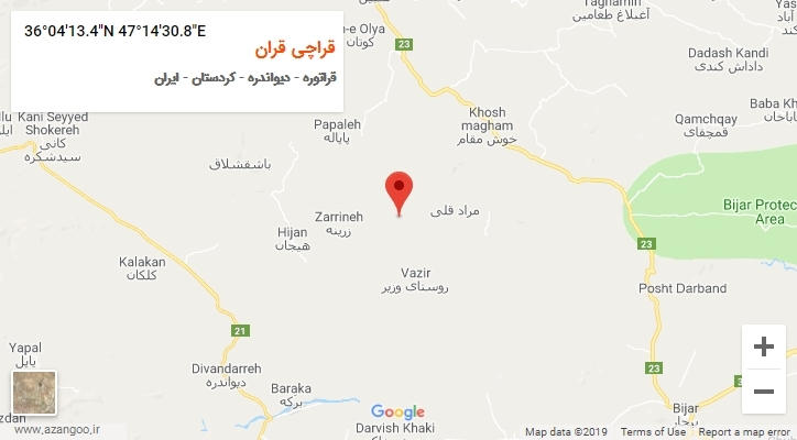 روستای قراچی قران بر روی نقشه