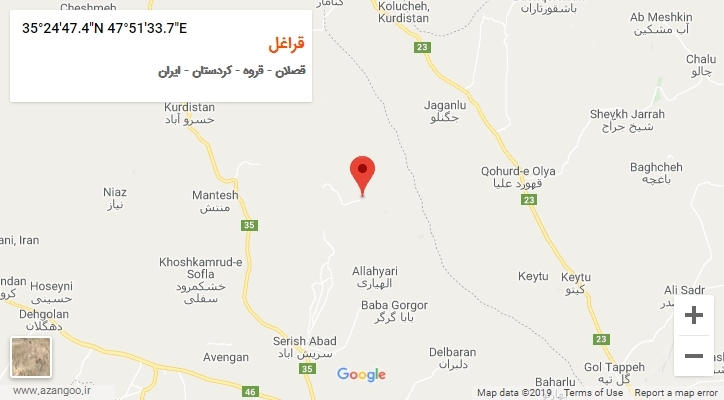روستای قراغل بر روی نقشه
