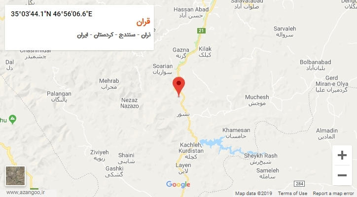 روستای قران بر روی نقشه