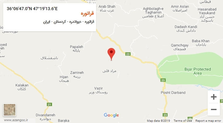 روستای قراتوره بر روی نقشه