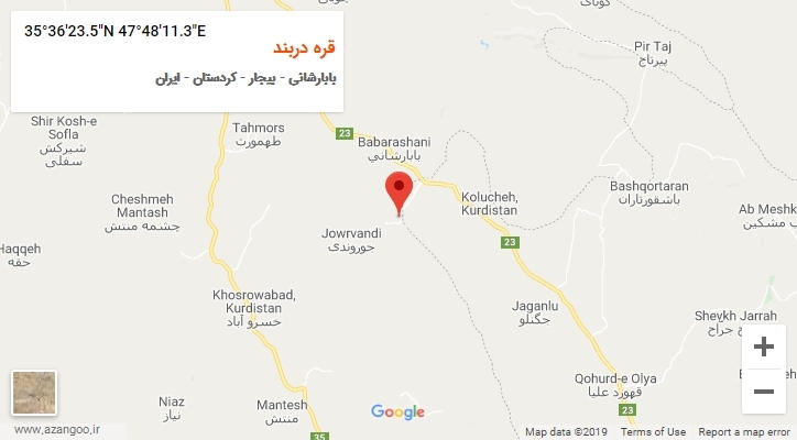 روستای قره دربند بر روی نقشه