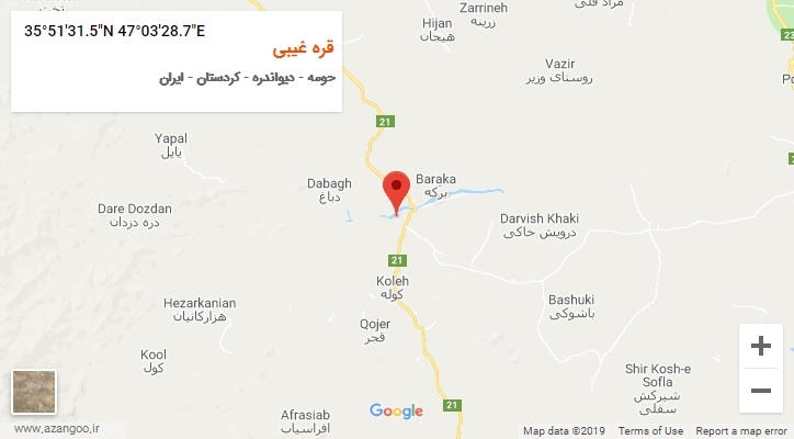 روستای قره غیبی بر روی نقشه
