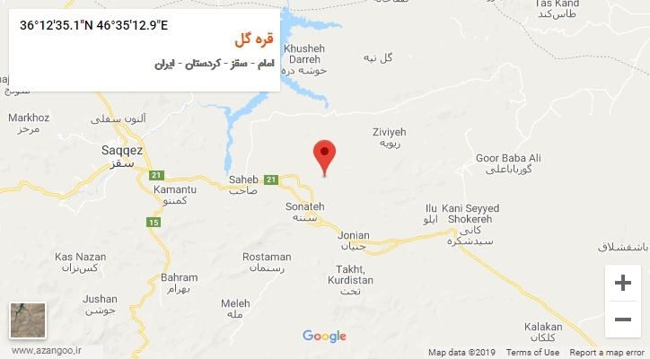 روستای قره گل بر روی نقشه