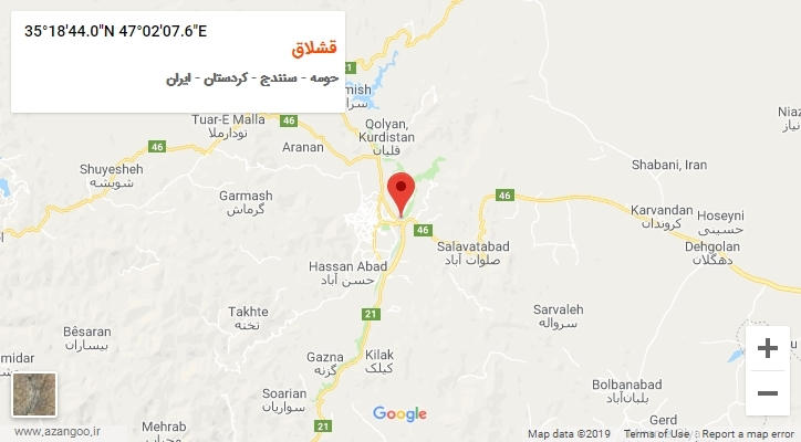 روستای قشلاق بر روی نقشه