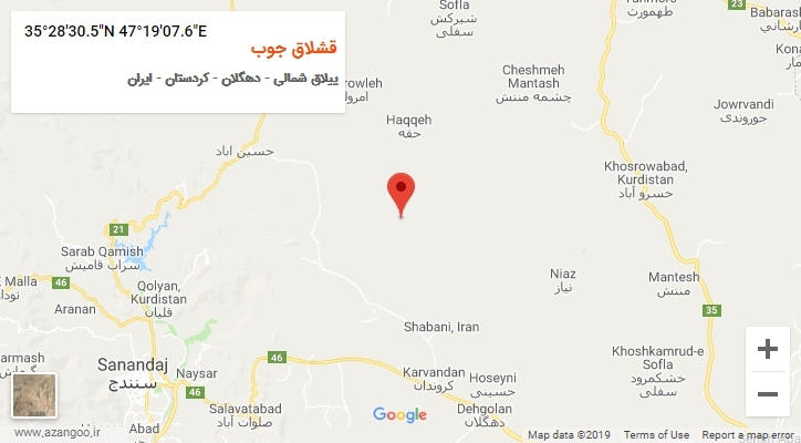 روستای قشلاق جوب بر روی نقشه