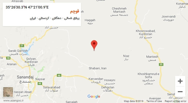 روستای قوچم بر روی نقشه