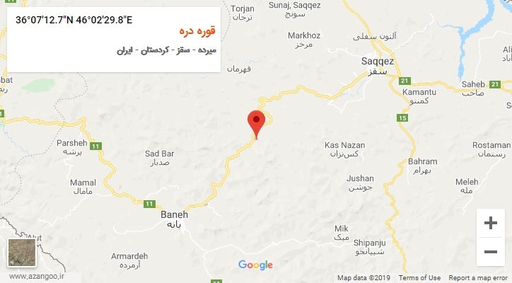 روستای قوره دره بر روی نقشه