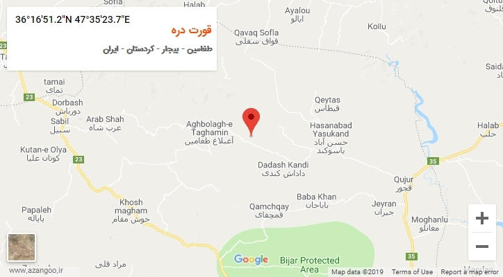روستای قورت دره بر روی نقشه