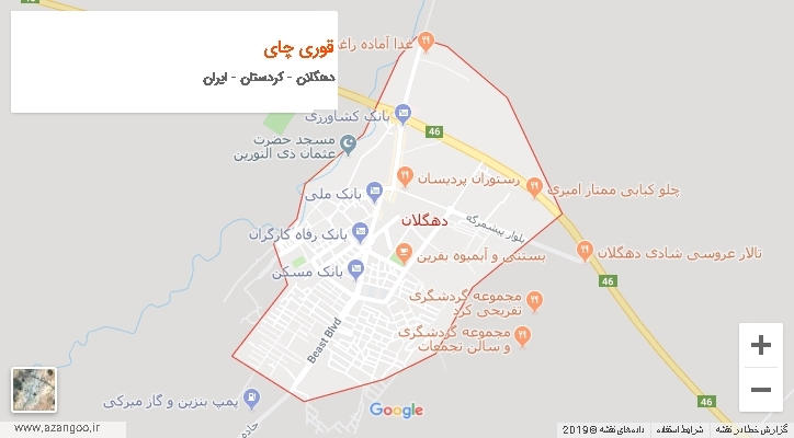 دهستان قوری چای بر روی نقشه