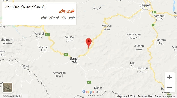روستای قوری چای بر روی نقشه